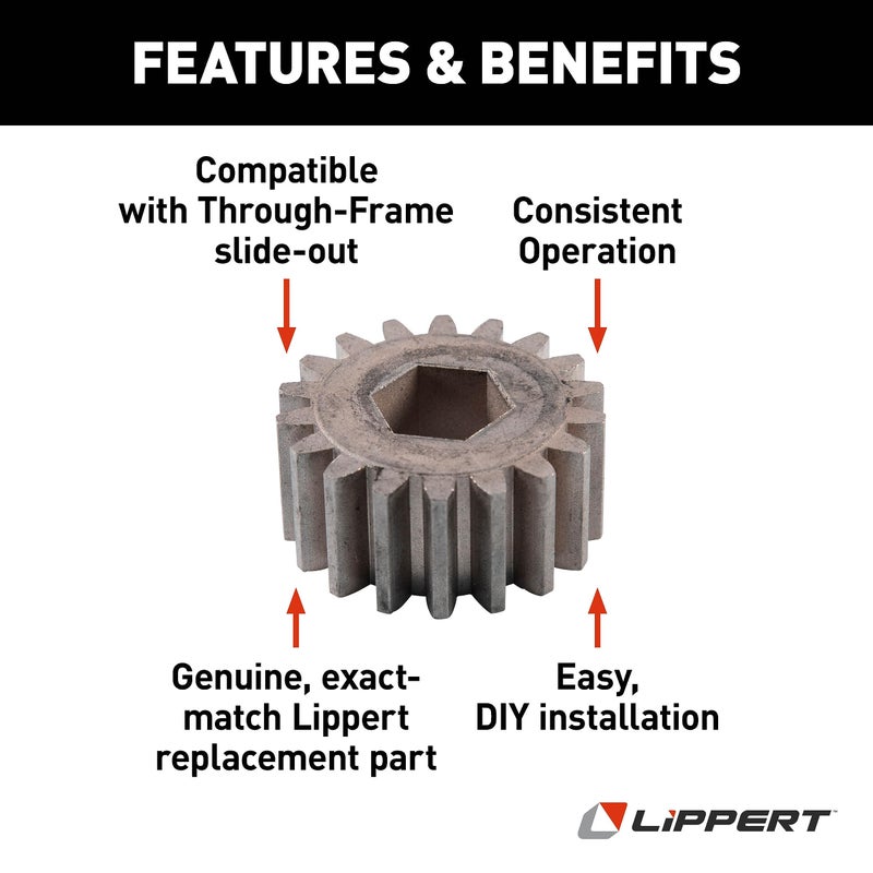 Lippert Components Lippert Replacement 18-Tooth Spur Gear for Through-Frame Slide-Out on RVs, 12 DP/14.5 PA, Exact-Match Component, Easy DIY Installation - 122739 - Image 5